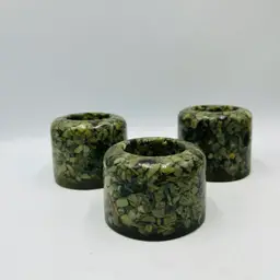 Vintage Lucite Resin Pebble Art Tea Light Candle Holder Vomit Style