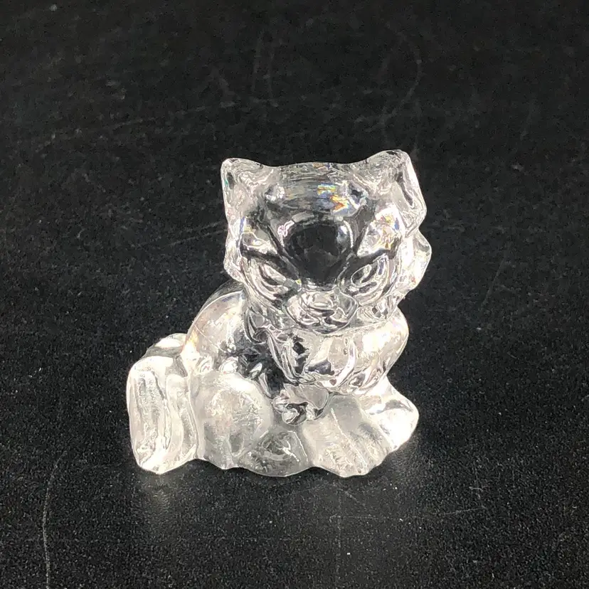Vintage 1981 Clear Glass Cat Miniature Figurine Germany