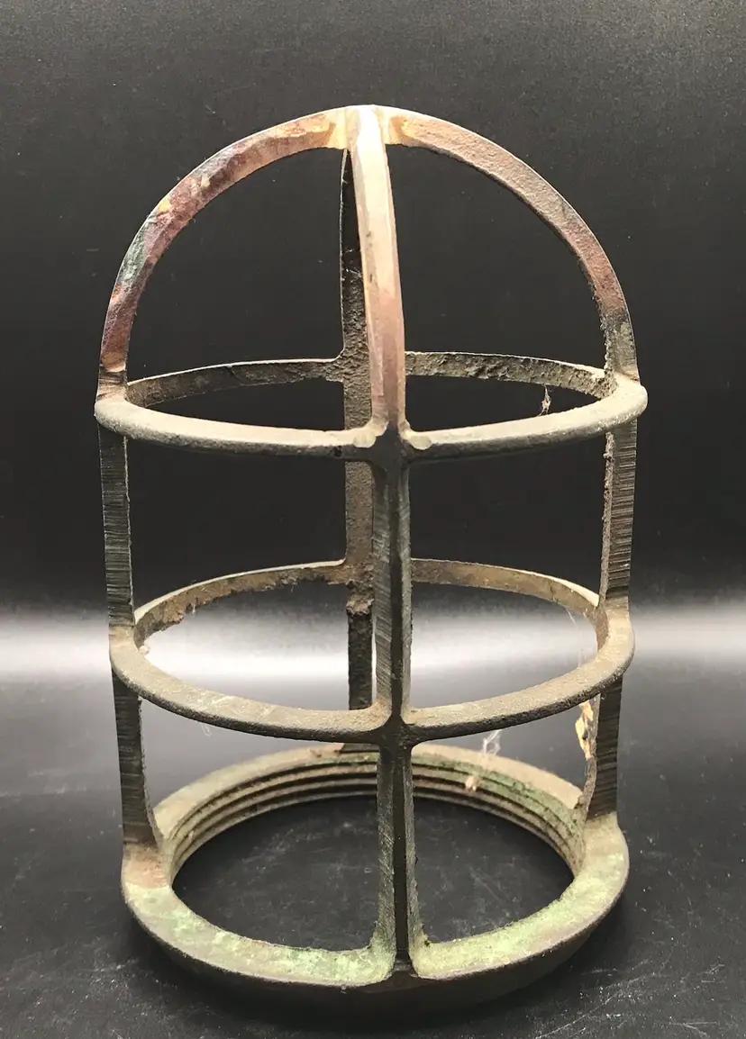 Repurposed Vintage black metal Cage for Explosion Proof Light Fixture