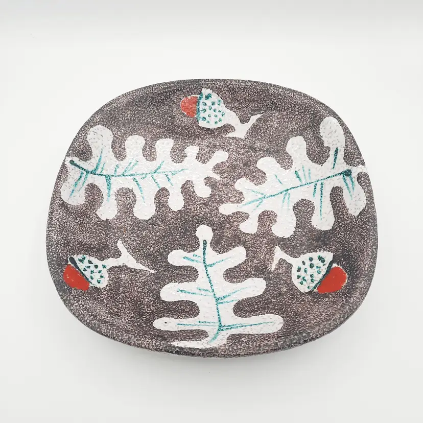 Oak Leaf Acorn Italy Pottery Textured Bowl Dish