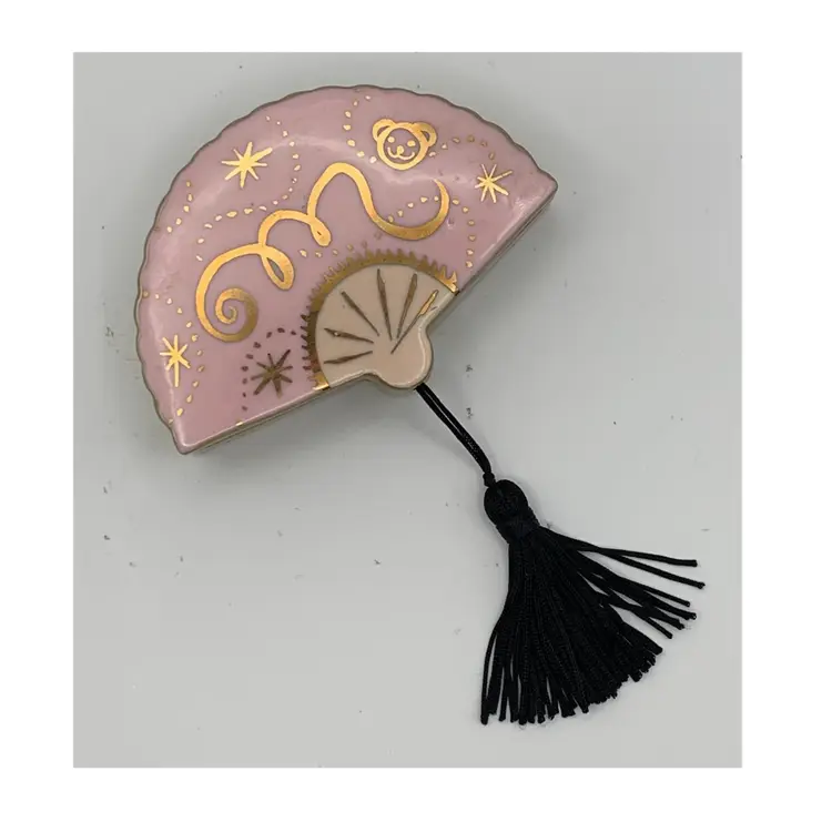 1995 Muffy Vanderbear Club trinket Box Ceramic Fan With Tassel.
