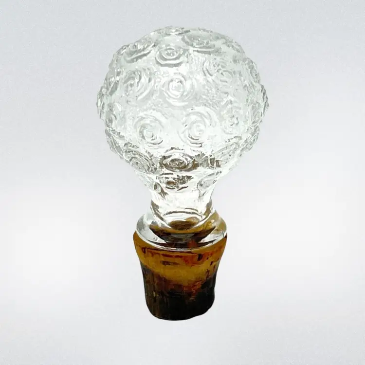 Rose Design Clear Glass Stopper. For Oil & Vinegar Bottle?