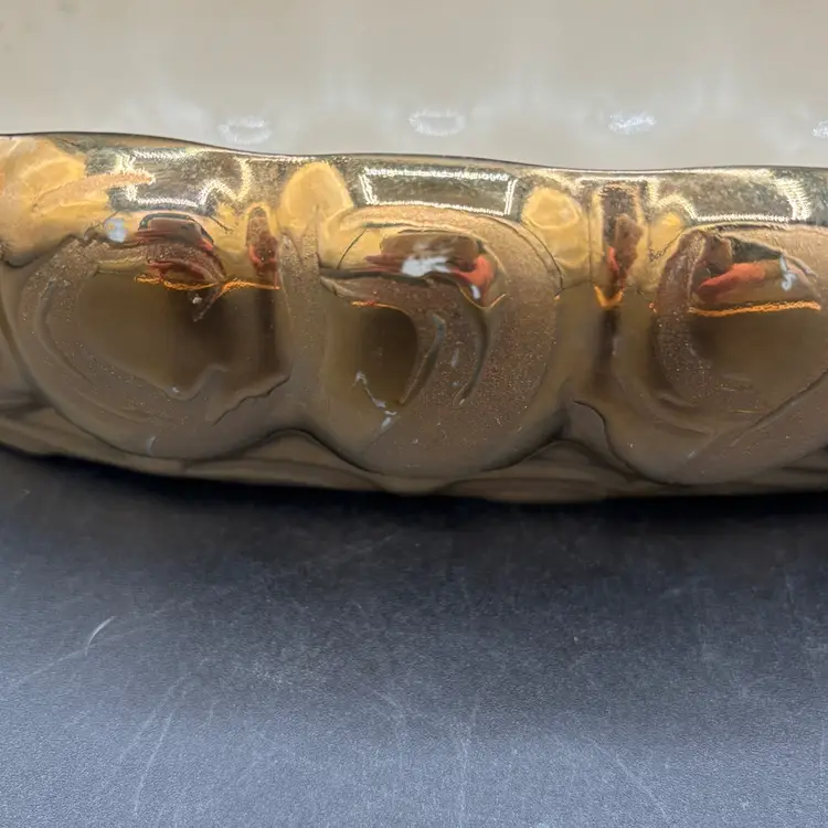 Vintage planter - weeping gold shallow ellipse