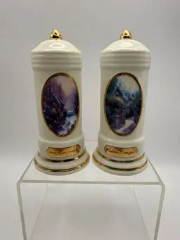 Avon Thomas Kinkade Salt and Pepper Shakers Sweet Heart & Hidden Cottage II