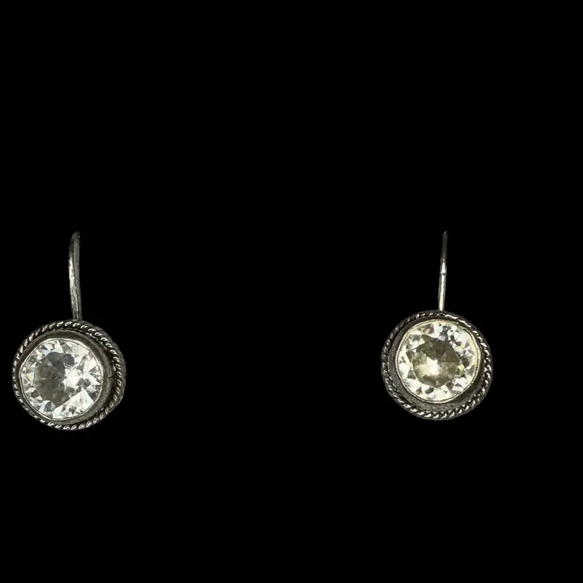 Sterling White Topaz Screw Back Earrings