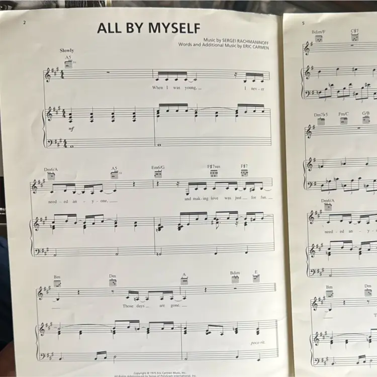 Celine Dion All By Myself Music Sheet
