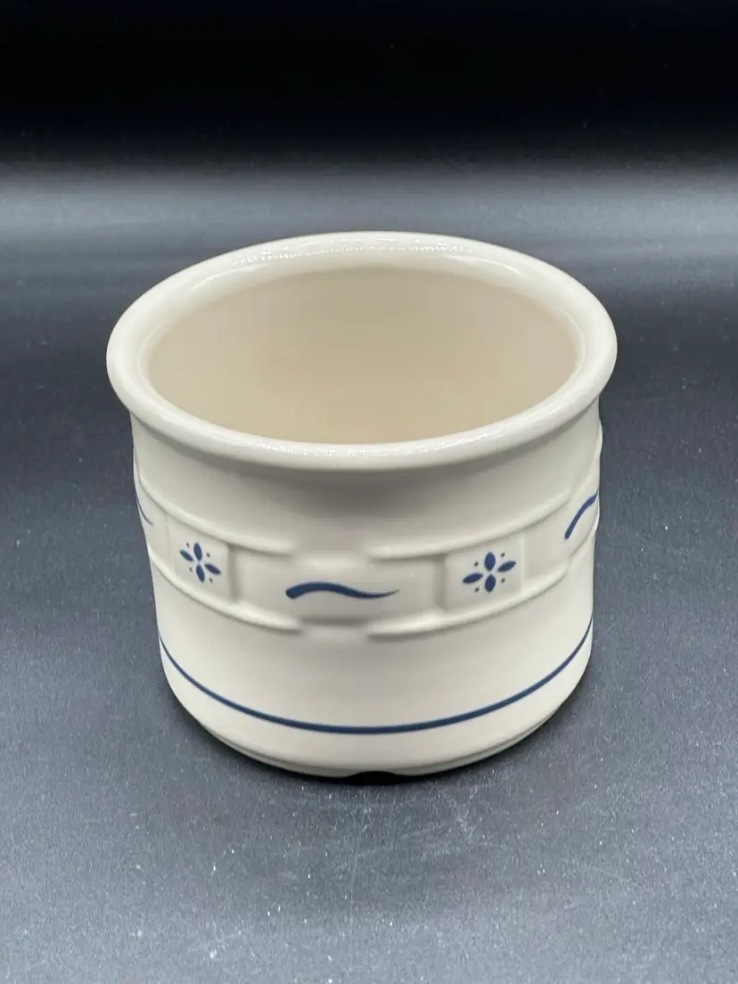 Longaberger "Woven Traditions" ~ White w/ Classic Blue ~ 1 Pint Crock