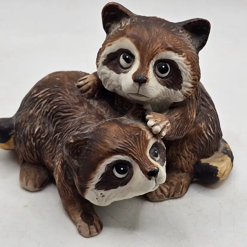 Raccoon Figurine Vintage Porcelain Homco trash pandas! Figurine