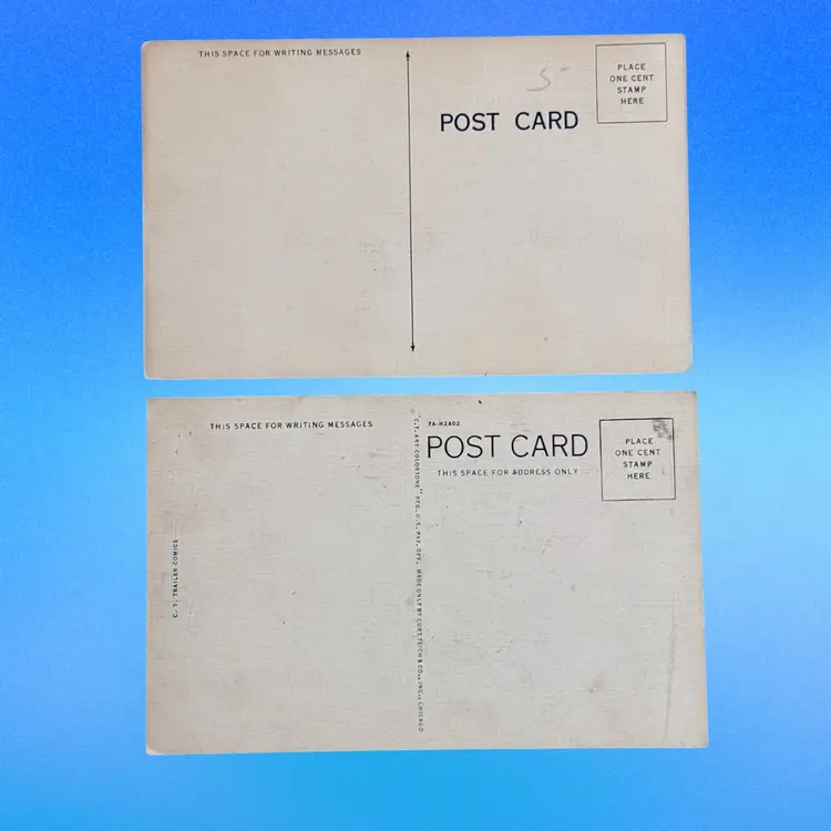 Lot/2 Vintage Humor Comic Linen Postcards, Unused