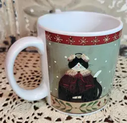 Oneida Holiday Cats Mug Fiddlestix Black Cape 12 oz