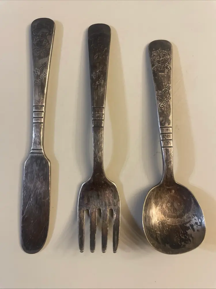 Campbell's Soup WM Rogers Oneida Kids Silver Plated Silverware Set of 3 Vintage