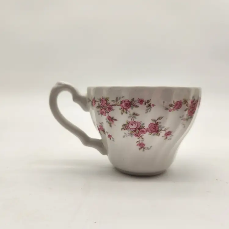 Vintage England Franciscan Bride's Bouquet Pink Floral Swirl Bone China Tea Cup