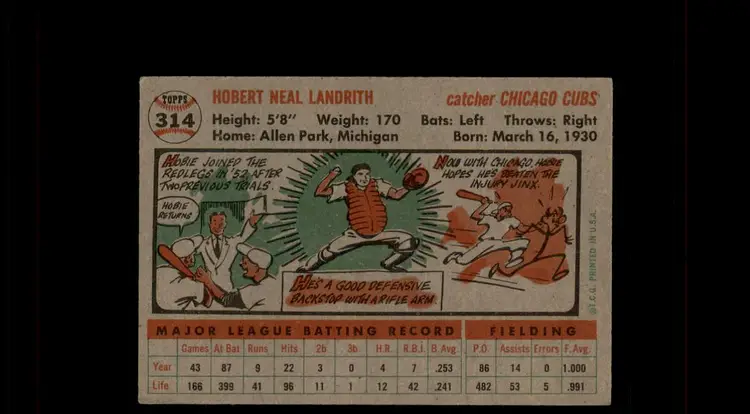 1956 Topps #314 Hobie Landrith - (pk-tl2) - Chicago Cubs