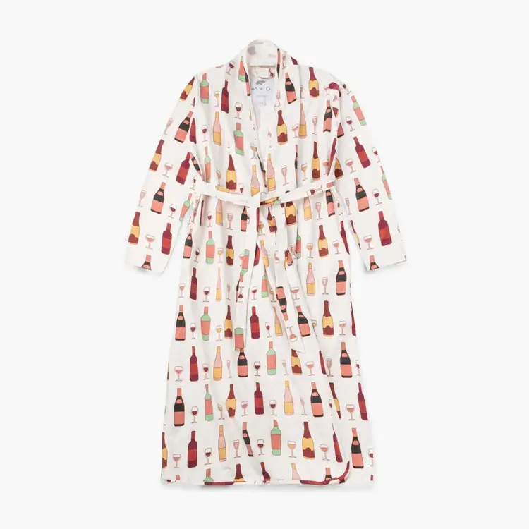 GIFT ITEM - NWT Wine Print - Organic Cotton Lounge Robe Size XXL