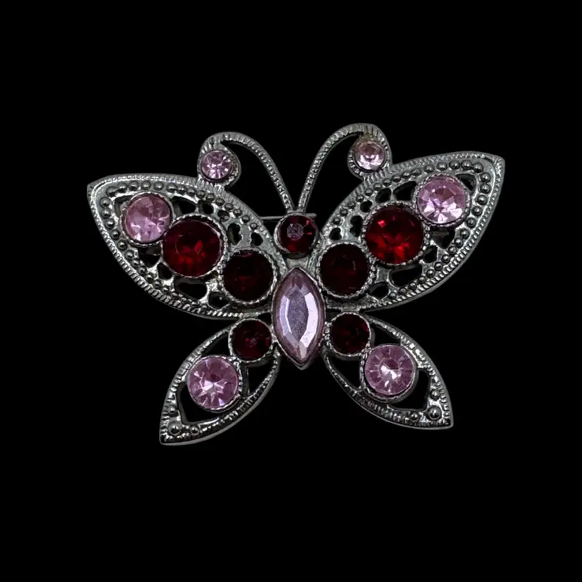 Vintage Purple Stone Butterfly Brooch