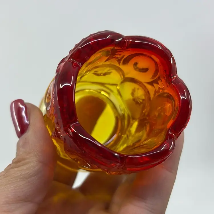 LE Smith Moon & Stars Amberina Toothpick Holder 2.5”