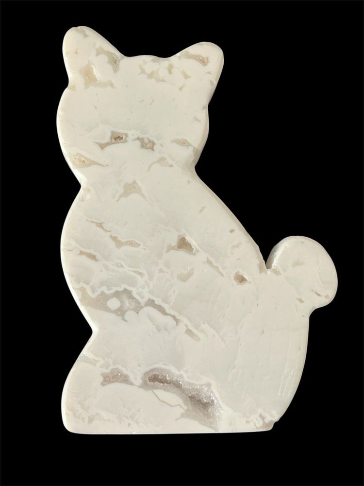 Cat Shaped Druzy Snow Agate, Crystal