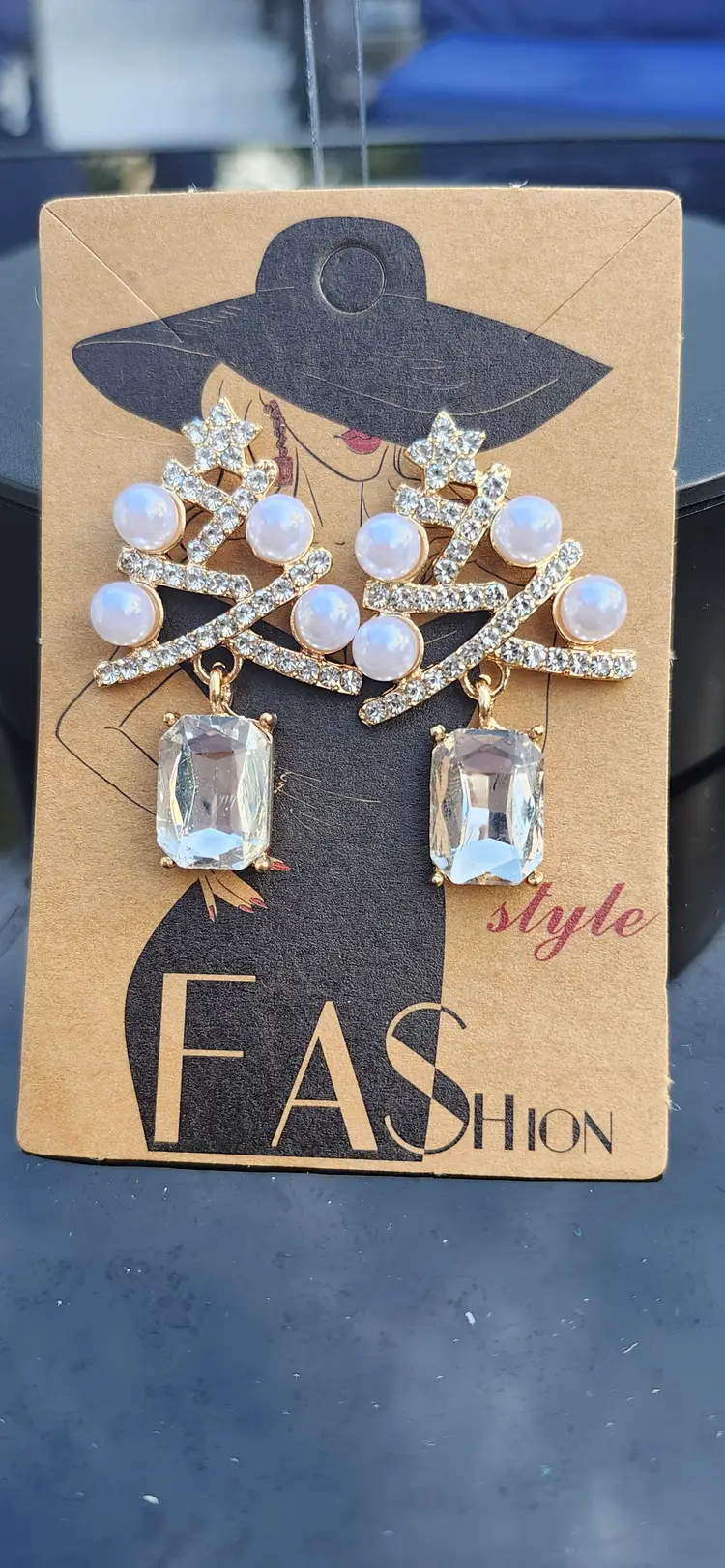 Crystal and Pearl Evergreen Earrings