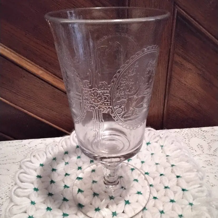 Vintage Victorian EAPG Crystallography Cupid Footed Goblet