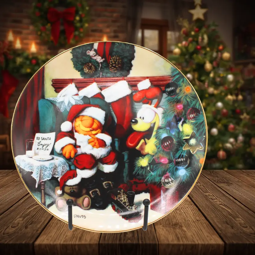 Vintage Garfield Christmas Plate Not a Fat Cat Was Stirring Limited Edition