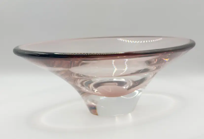 Vintage Murano Amethyst Glass Bowl, Elegant Decorative Centerpiece, Mid-Century Modern Style, Thick Heavy Handblown Glass, Unbranded