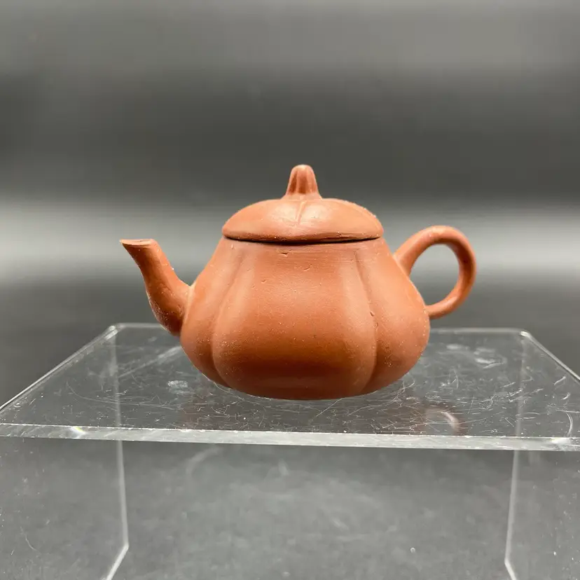 Chinese Yixing Pumpkin Gourd Shaped Clay Teapot Miniature Vintage