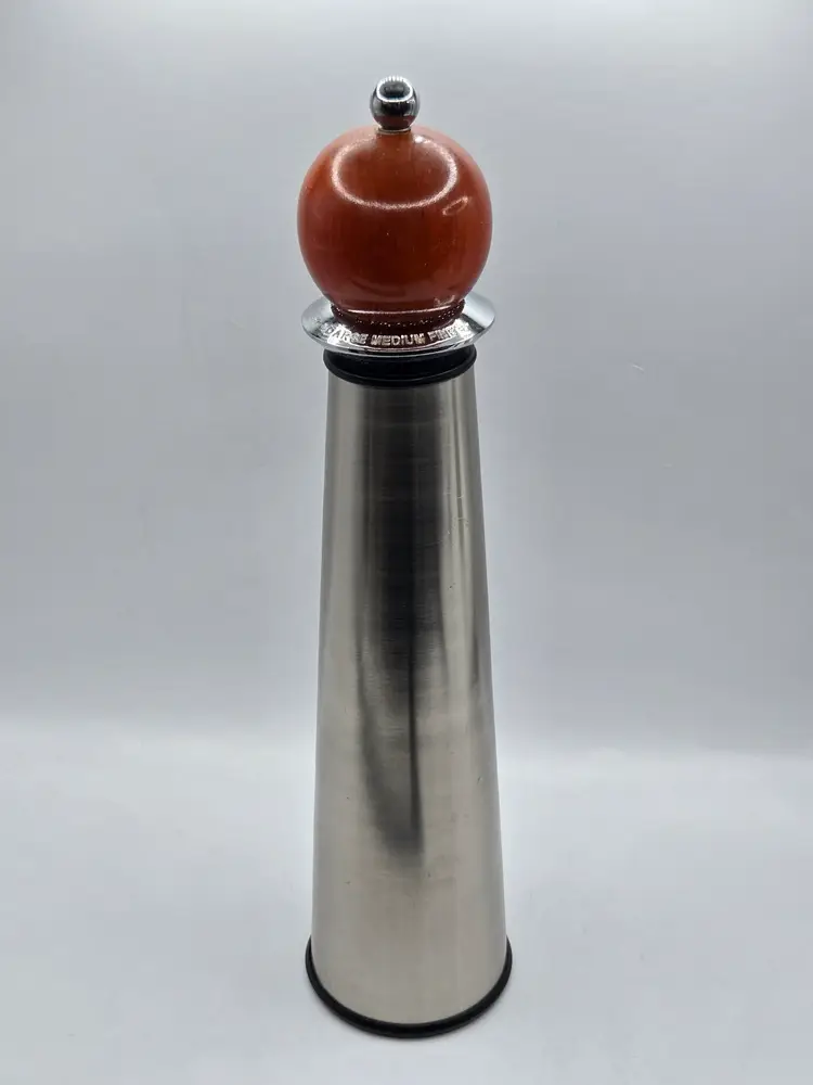 William Bounds Wooden Ball 12-1/2" Torch Pepper Mill • 3 Setting Grind • USA