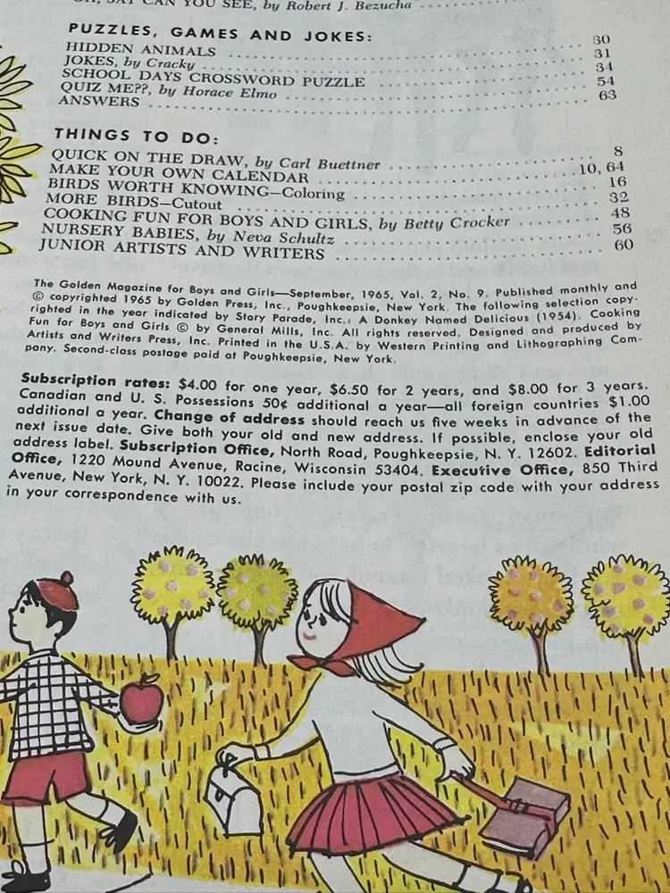 SEPTEMBER 1965 childrens Golden Magazine for Boys & Girls - UMBRELLA - RAIN -DOG