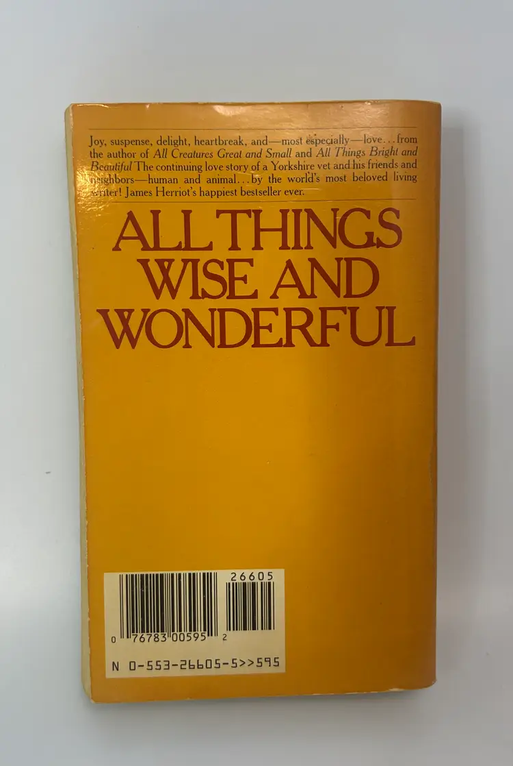 Vintage 'All Things Wise and Wonderful' James Herriot Paperback Book 1990 Bantam