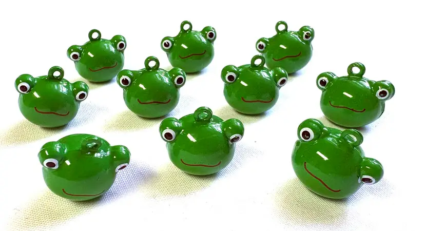 10 Frog Metal Bell Pendants