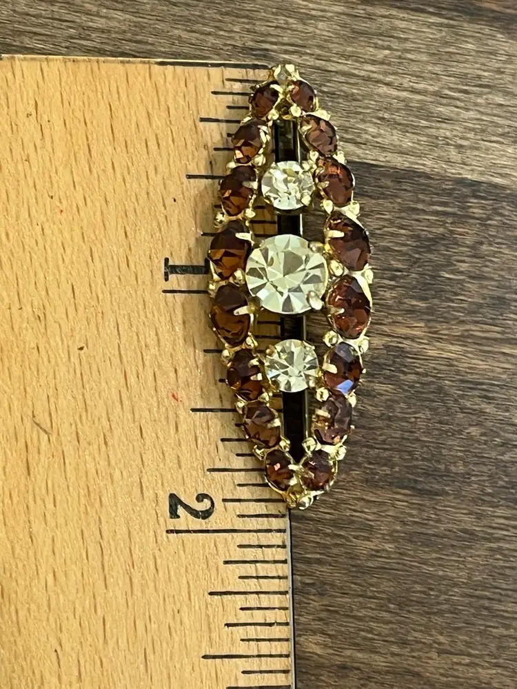 Vintage Goldtone Rootbeer & Yellow Faceted Glass Brooch