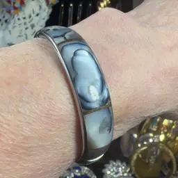 Abalone Silver Tone Bracelet 6”
