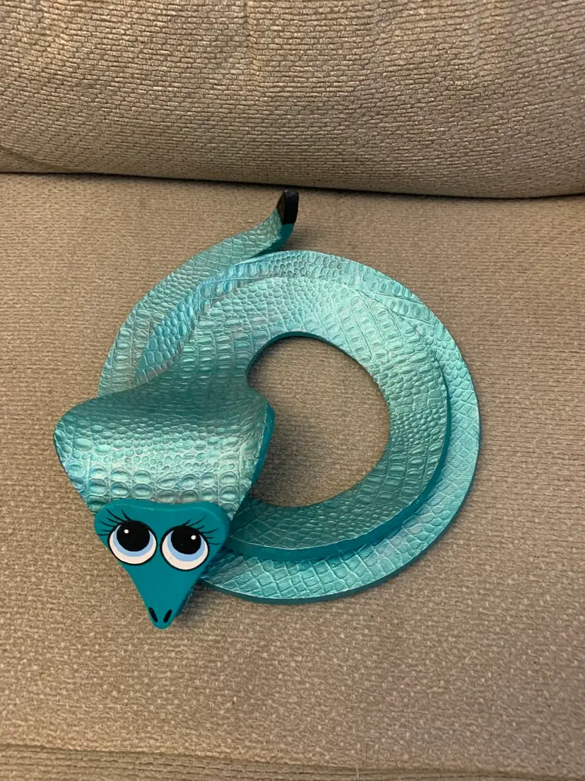 Hand Made Aluminum Art Snake 9 X 8 X 2 Inches