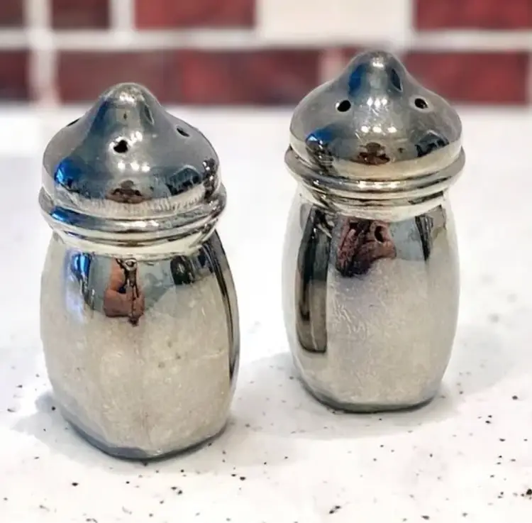 Small War Lead Silver Plated Mini Salt and Pepper Shakers