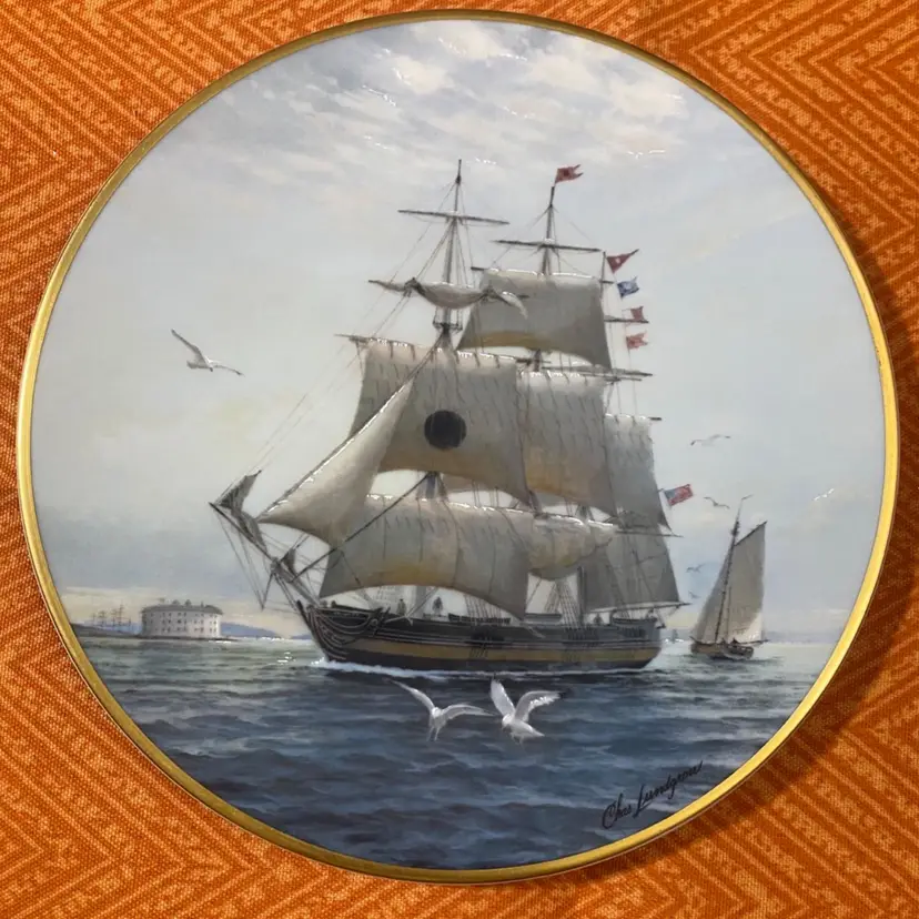 “Columbia” Nautical Ship Decorative Plate 1981 Charles Lundgren Golden Age Of Sail 