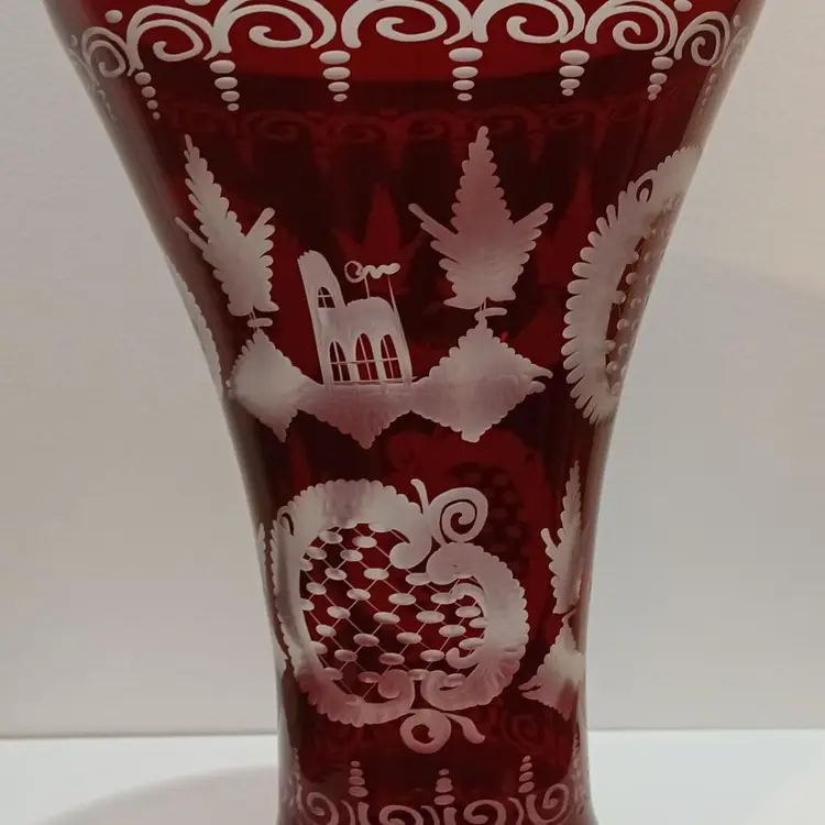 Exquisite Bohemian Czech Crystal Cut To Clear Vase