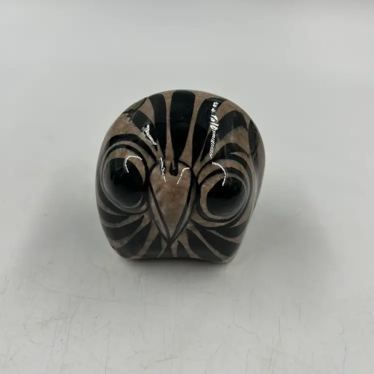 Vintage Tiny Little Tonala Owl With A Handpainted Flower. Signed On The Bottom