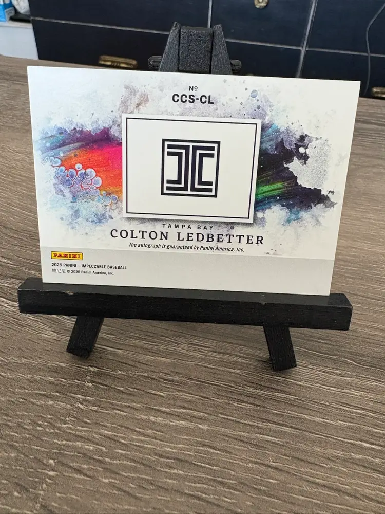 Colton Ledbetter 2025 Panini Impeccable Canvas Creations Auto Autograph /25 MLB Baseball Card Tampa Bay Rays (F)