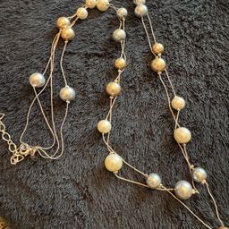 #01 - Double Strand Faux Silver Pearl Necklace