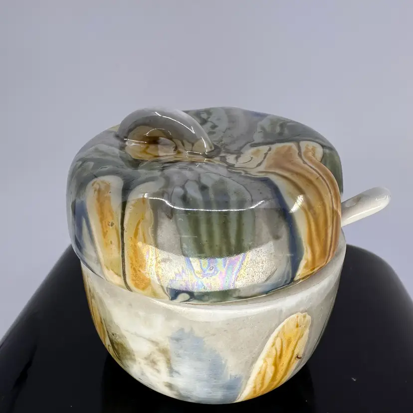 Hand Painted Rueven Ceramic Lidded Jam Jar With Spoon