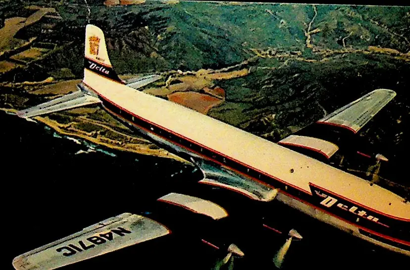 Delta Air Lines DC-7 Unused Postcard