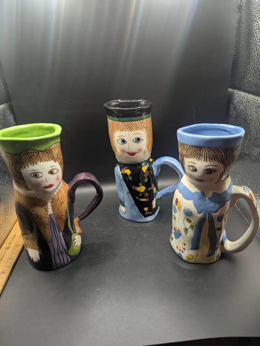 Set of 3 Coffee Mugs By Ganz Designed by Susan Paley Jenny Java, Caroline Coffee and Doris Decaf.