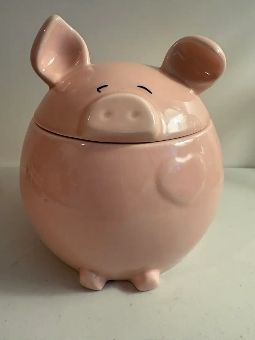 Pink Ceramic Pig Cookie Jar
