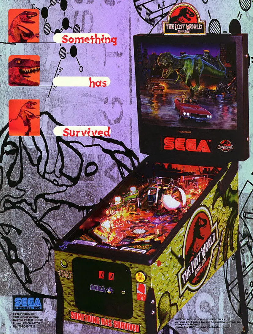 Jurassic Park The Lost World Pinball FLYER Original NOS 1997 Promo Artwork Sheet