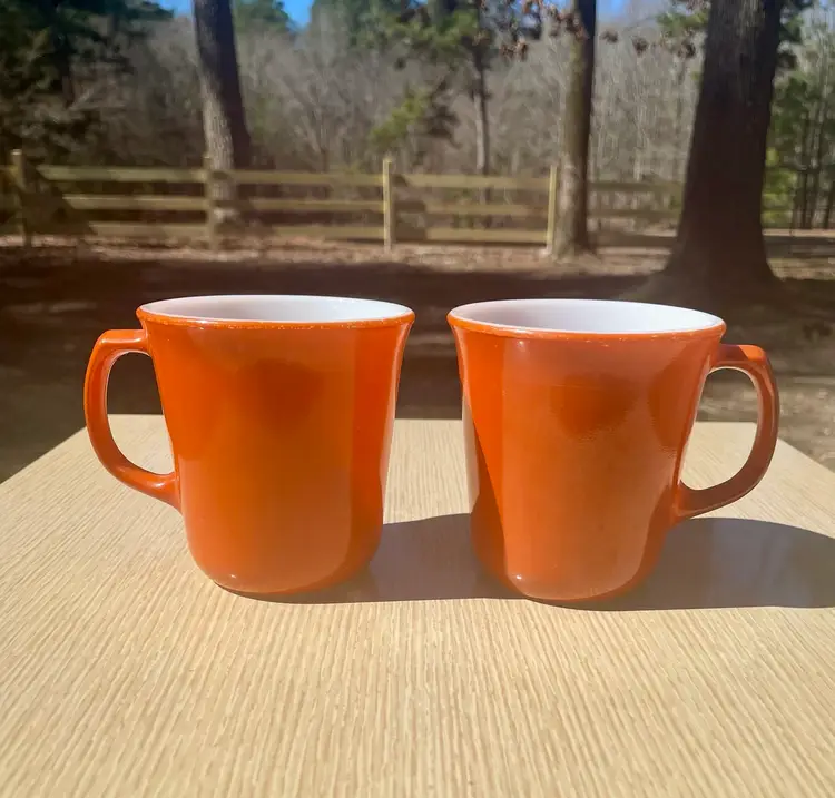 Corelle Burnt Orange Mugs - Vintage - Set Of 2
