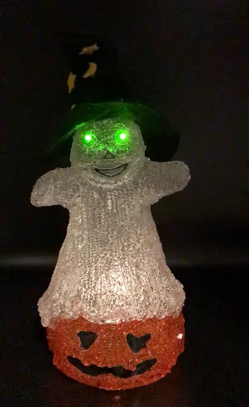 Halloween Ghost Pumpkin Witch Hat Light Up Decoration Figurine