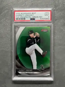 2020 Bowman's Best Garrett Crochet #TP-3 Garrett Crochet Green Refractor #47/99 NON Auto PSA 9