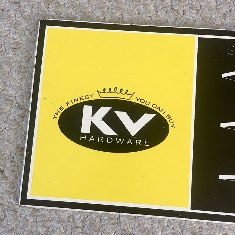 Original KV HARDWARE Store Display Sign KNAPE & VOGT MFG CO. Grand