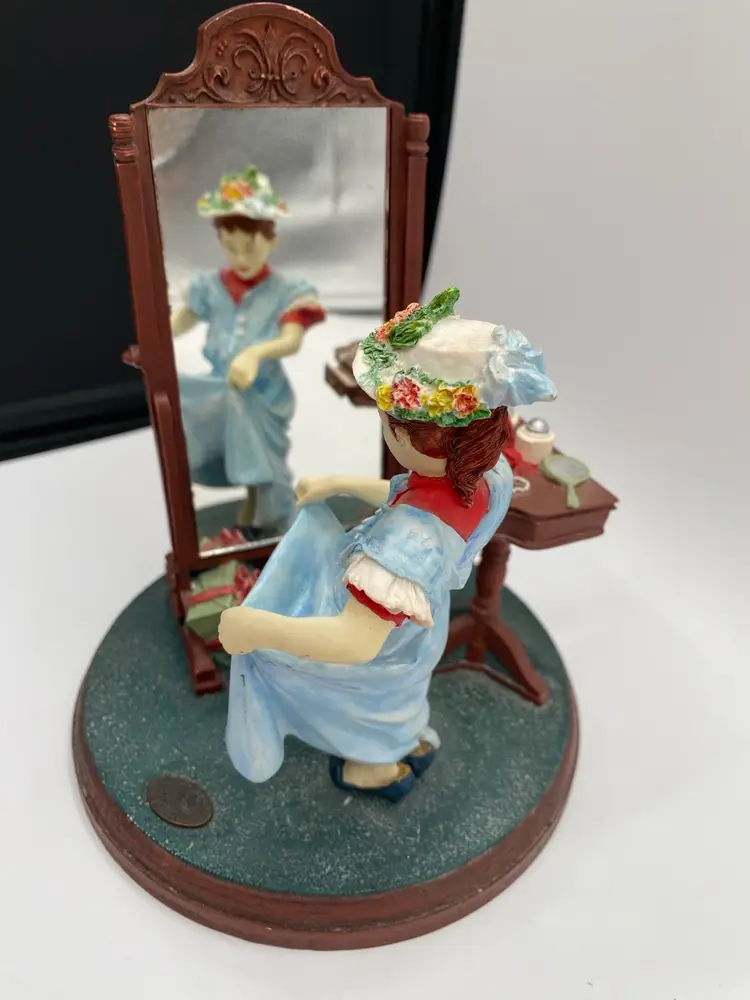 1992 Norman Rockwell “Dressing Up” Lady In The Mirror Porcelain And Resin