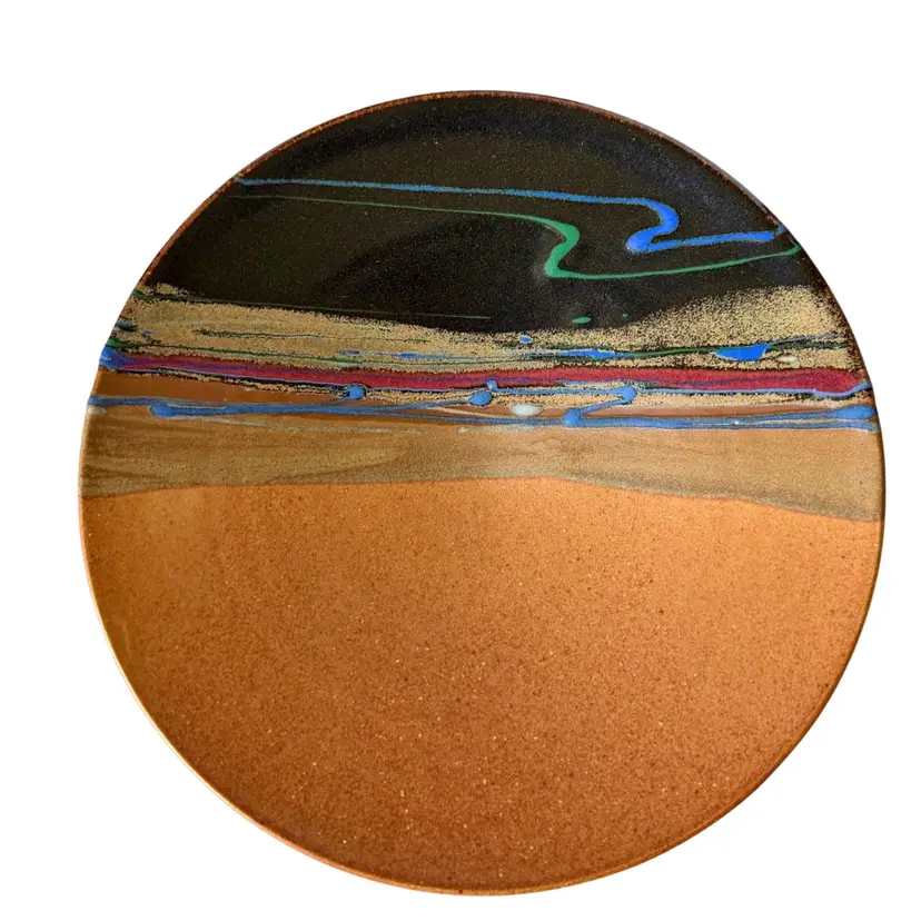 Rob Wiedmaier Studio Art Pottery Pedestal Plate Dish/Shelf Decor 9"